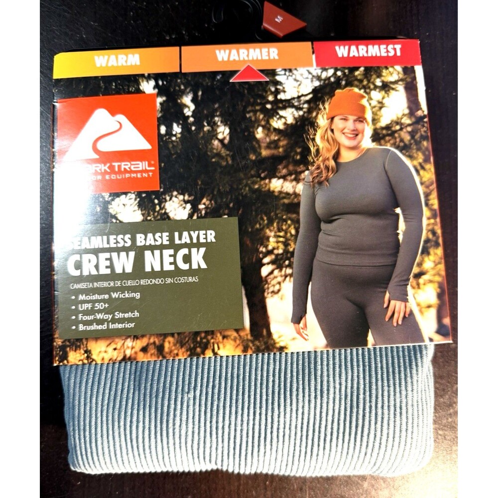 Ozark Trail Womens Sz M Warmer Thermal Crew Neck Base Layer Top Blue UPF 50+ NEW